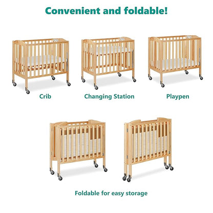 3-in-1 Folding Portable Crib, Natural, Large - LeafyLoom