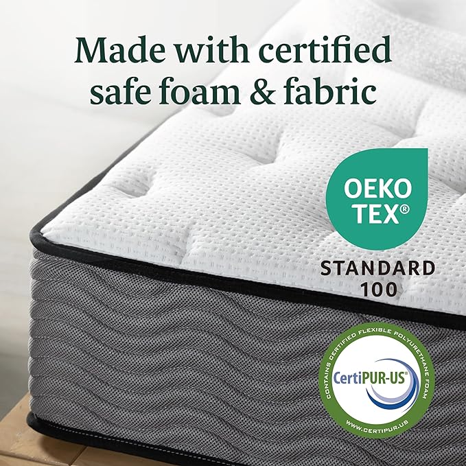 ZINUS 10 Inch True Support Hybrid Mattress [New Version], Full, Fiberglass free, Medium Feel, Motion Isolation, Certified Safe Foams & Fabric, Mattress in A Box - LeafyLoom