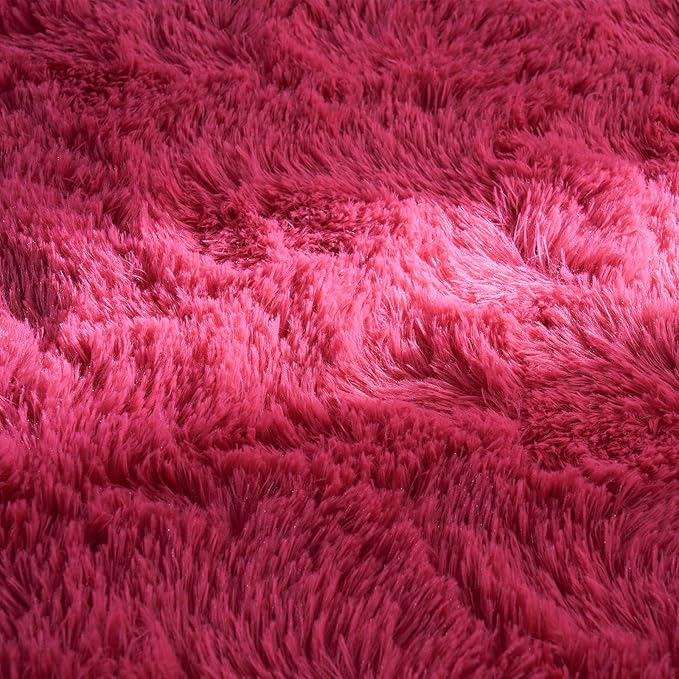 Softlife Rug for Living Room 5.3x7.6 Feet Area Rug for Bedroom Super Soft Shaggy Rugs for Kids Room Fluffy Fuzzy Carpets Long Plush Bedside Rug Nursery Christmas Home Decor for Boys Girls, Rose Red - LeafyLoom