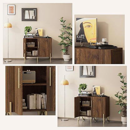 roomfitters 39” Sideboard Buffet Cabinet with Storage, Accent Cabinet with 2 Doors, Modern Mid-Century Credenza, Dark Walnut Furniture for Kitchen, Entryway, Living Room - LeafyLoom