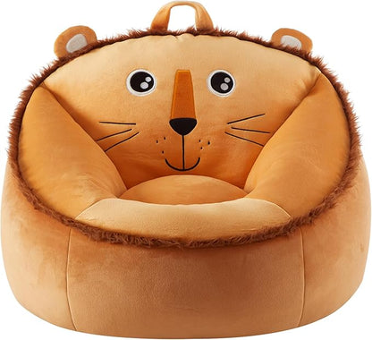 Heritage Kids Micromink Squishy Bean Bag Chair for Kids Ages 3+, Figural Lion - LeafyLoom