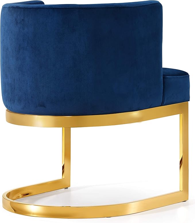 Meridian Furniture Gianna Collection Modern | Contemporary Velvet Upholstered Dining Chair with Polished Gold Metal Frame, 24" W x 22" D x 29.5" H, Navy - LeafyLoom