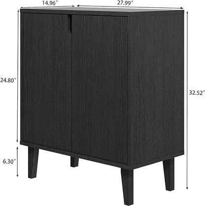 Panana 2 Door Kitchen Buffet Storage Cabinet Accent Console Table for Kitchen Dining Living Room Hallway Office (Black) - LeafyLoom