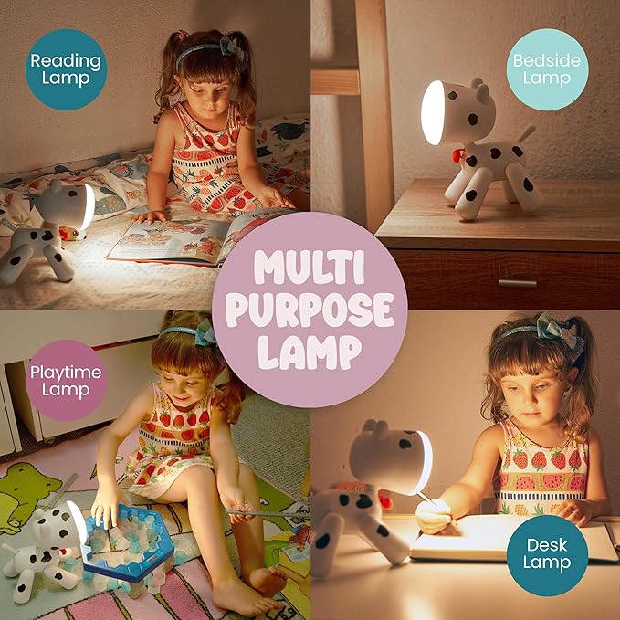 Spotlights: The Original, Cute, LED Dog lamp: Kids Desk lamp, Kids Night lamp, Kids Reading lamp, Nursery lamp, Dorm lamp. Great Gift idea for Dog Lovers. Add Spots or Leave White - LeafyLoom