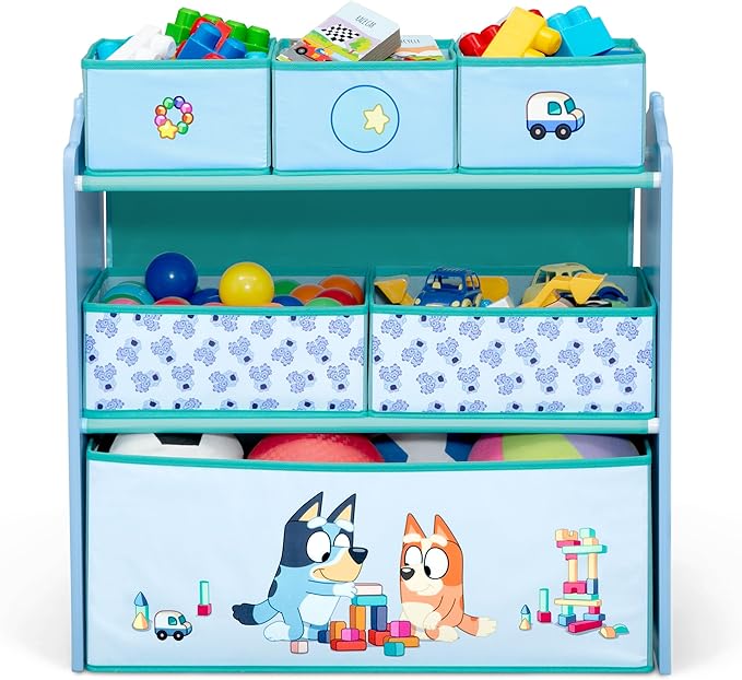 Delta Children - Bluey Design & Store 6 Bin Toy Storage Organizer - Greenguard Gold Certified, Blue - LeafyLoom