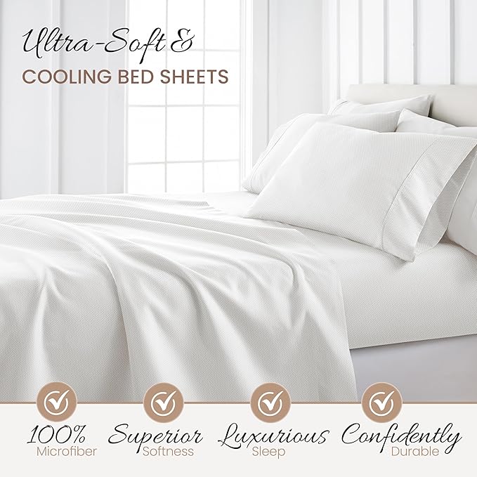 Linen Market 4 Piece Full Bedding Sheet Set (Gray Stippled) - Sleep Better Than Ever with These Ultra-Soft & Cooling Bed Sheets for Your Full Size Bed - Deep Pocket Fits 16" Mattress - LeafyLoom