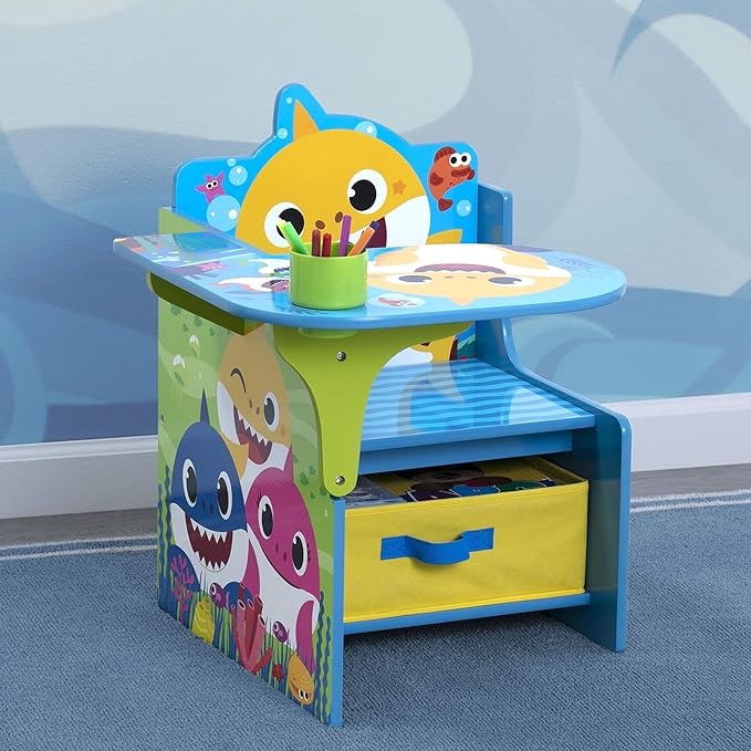 Baby Shark Chair Desk with Storage Bin - Ideal for Arts & Crafts, Snack Time, Homeschooling, Homework & More by Delta Children - LeafyLoom