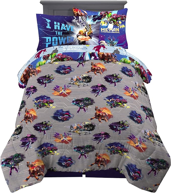 Franco Kids Bedding Super Soft Comforter and Sheet Set with Sham, 5 Piece Twin Size, He-Man and the Masters of the Universe - LeafyLoom