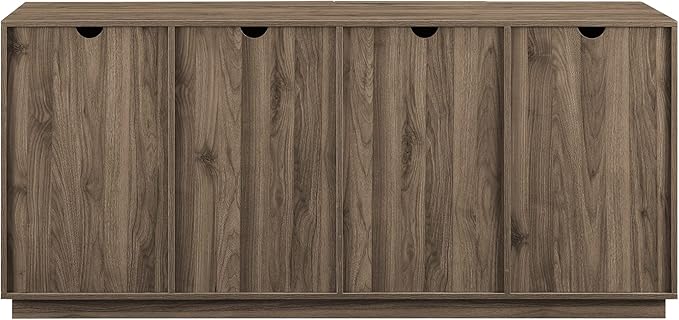 Walker Edison Liss Contemporary 4-Door Minimalist Sideboard, 70 Inch, Slate Grey - LeafyLoom