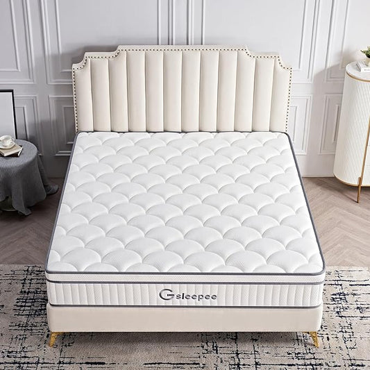 Full Mattress, 10 Inch Size Gel Memory Foam Mattress, Individually Inner Spring Hybrid Mattresses, Medium Firm colchones in a Box, Pressure Relief - LeafyLoom