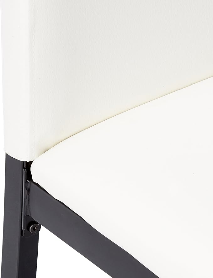 Roundhill Furniture Noyes Faux Leather Metal Frame Dining Chair, White - LeafyLoom