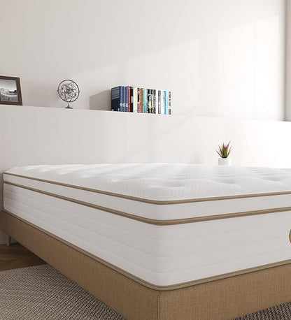 Full Size Mattress, 12 Inch White Full Mattress in a Box, Memory Foam Individually Pocket Coils for Pain Relief, Medium Firm Full Mattresses, CertiPUR-US Certified. - LeafyLoom