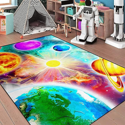 Space Rug for Boys Room - Solar System Rugs for Boys Bedroom Outer Space Area Rug for Boys Bedroom Kids Rugs for Playroom Galaxy Area Rugs for Kids Bedroom Space Rug Living Room,5'×7' - LeafyLoom