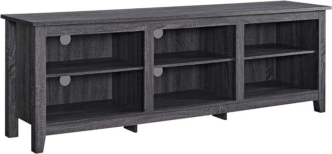 Walker Edison Wren Classic 6 Cubby TV Stand for TVs up to 80 Inches, 70 Inch, Charcoal - LeafyLoom