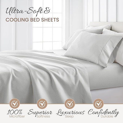 Linen Market 4 Piece Full Bedding Sheet Set (Gray Geometric) - Sleep Better Than Ever with These Ultra-Soft & Cooling Bed Sheets for Your Full Size Bed - Deep Pocket Fits 16" Mattress - LeafyLoom