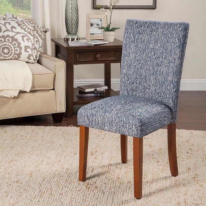 HomePop Parsons Classic Upholstered Accent Dining Chair, Set of 2, Navy - LeafyLoom