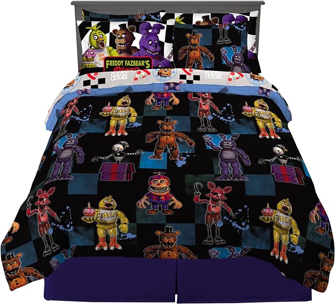 Franco Kids Bedding Super Soft Comforter and Sheet Set with Sham, 7 Piece Full Size, Five Nights At Freddy's - LeafyLoom