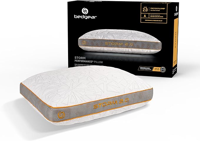 Bedgear Storm Performance Pillow - Size 2.0 - Cooling Pillow for Hot Sleepers - Medium Firmness Bed Pillow for All Sleep Positions - Hypoallergenic, Washable Removable Cover - 20" W x 26" L x 5.75" H - LeafyLoom