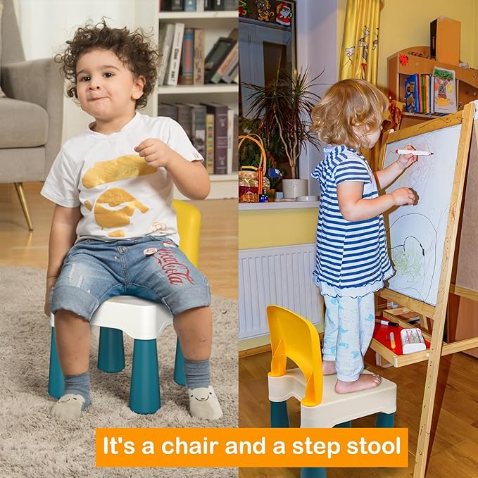 burgkidz Plastic Kids Chair, Durable and Lightweight, 9.3" Height Seat, Indoor or Outdoor Use for Ages 2 and Up (Macaron) - LeafyLoom