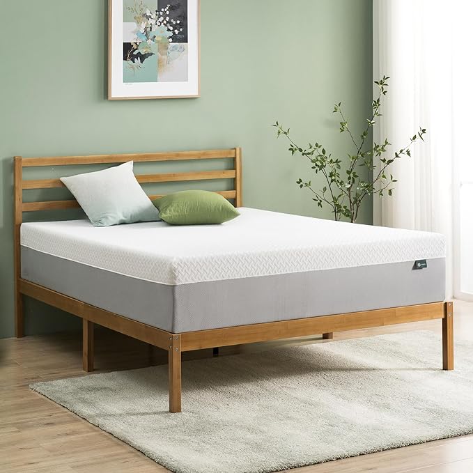 ZINUS 12 Inch Green Tea Essential Memory Foam Mattress [New Version], Queen, Fiberglass Free, Medium Feel, Breathable Airflow Memory Foam, Certified Safe Foams & Fabric, Mattress in A Box - LeafyLoom