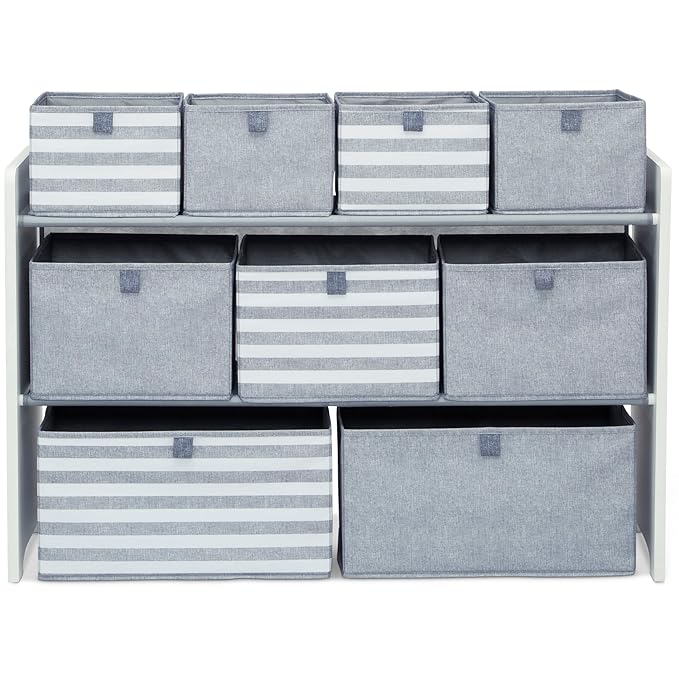 GAP GapKids Deluxe Toy Organizer - Greenguard Gold Certified, Grey/White - LeafyLoom