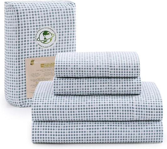 LANE LINEN 100% Organic Cotton Twin XL Sheets Set 3-Piece Pure Percale Bedsheets Soft Bedding Breathable Fits Mattress Upto 15" Deep - Polka Dot - LeafyLoom