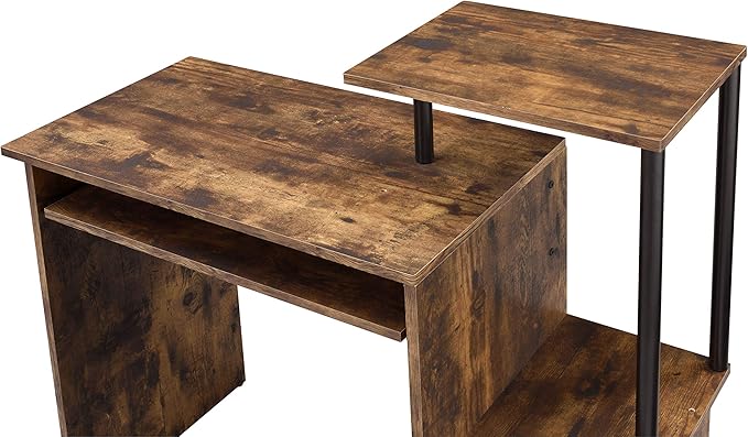 Acme Lyphre Wooden Top Computer Desk in Weathered Oak and Black - LeafyLoom