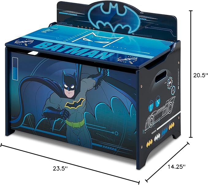 Batman Deluxe Toy Box by Delta Children Greenguard Gold Certified, Black/Blue - LeafyLoom