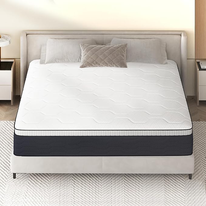 Hybrid King Mattress 12 Inch, King Size Spring Gel Memory Foam Mattress, Medium Firm King Mattresses in a Box, Hybrid Coil Innerspring Mattress for Adjustable Bed Frame, White Grey - LeafyLoom