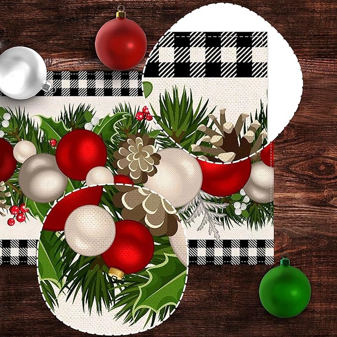 Nepnuser Black and White Gingham Christmas Table Runner 90 Inches Long Buffalo Check Plaid Xmas Decoration Holiday Home Kitchen Decor Nepnuser