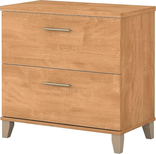 Bush Furniture Somerset 2 Drawer Lateral File Cabinet | Letter, Legal, and A4-size Document Storage for Home Office, 30W x 17D x 29H, Maple Cross - LeafyLoom