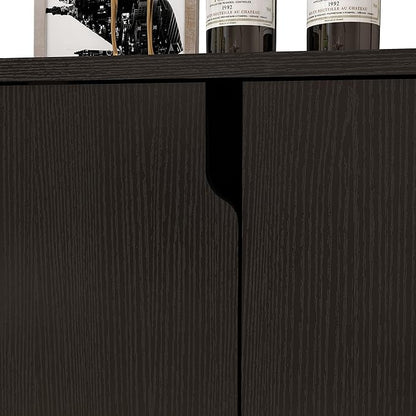 Panana 2 Door Kitchen Buffet Storage Cabinet Accent Console Table for Kitchen Dining Living Room Hallway Office (Black) - LeafyLoom