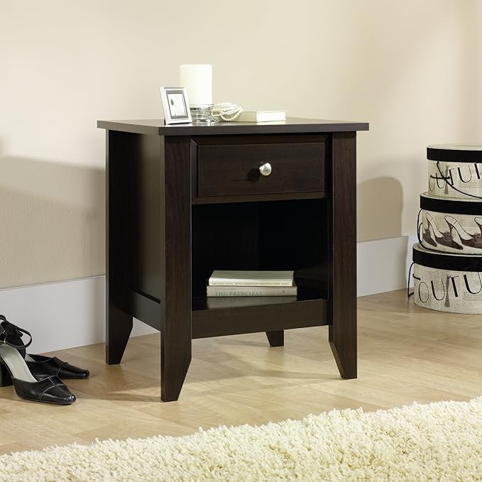 Sauder Night Stand, Jamocha Wood Finish - LeafyLoom