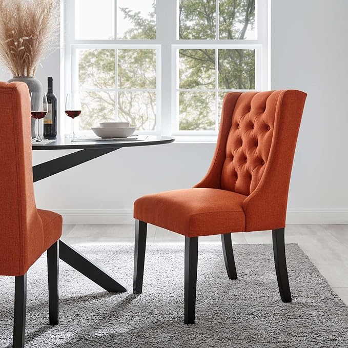 Modway Baronet Button Tufted Fabric, One Dining Chair, Orange - LeafyLoom