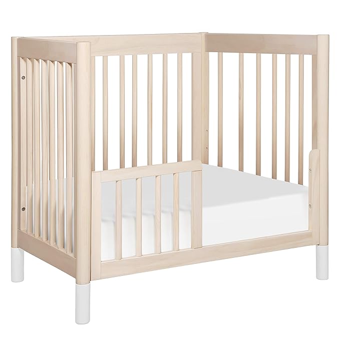 Babyletto Gelato 4-in-1 Convertible Mini Crib in Washed Natural and White, Greenguard Gold Certified - LeafyLoom