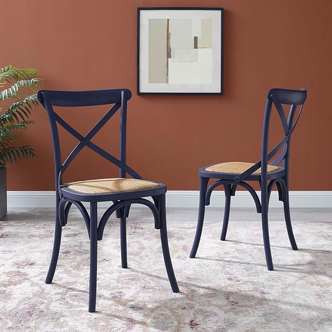 Modway Gear Side Set of 2, Two Dining Chairs, Midnight Blue - LeafyLoom