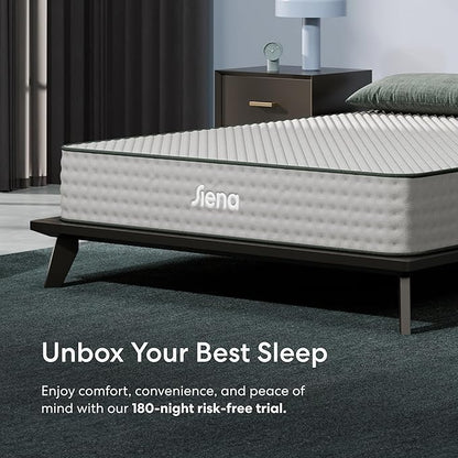 Siena 10” King Hybrid Plush Mattress - Memory Foam & Innerspring System - 180 Night Trial - Premium Pressure-Relieving Layers - 10 Year Manufacturer Warranty - CertiPUR-US® Certified - LeafyLoom