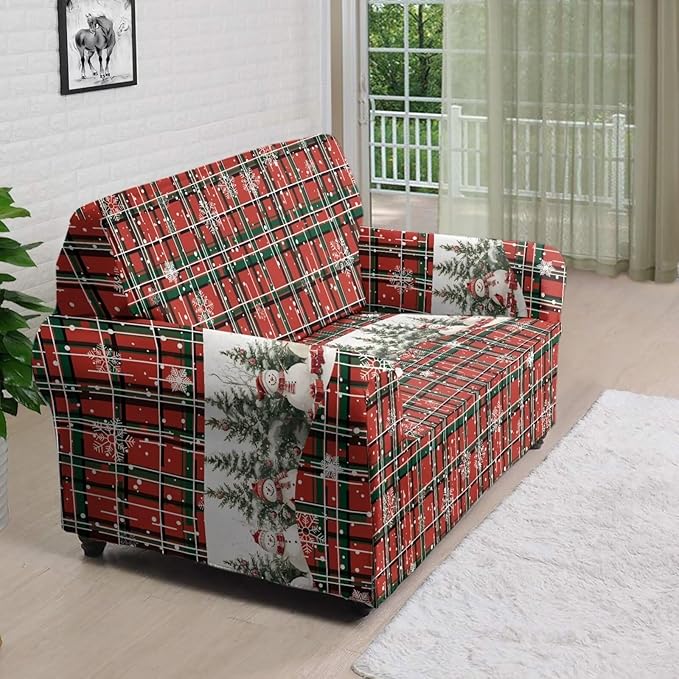 FKELYI Christmas Decorations Sofa Couch Cover Comfortable Furniture Protector Easy Going Stretch Sofa Slipcover with Elastic Bottom M FKELYI