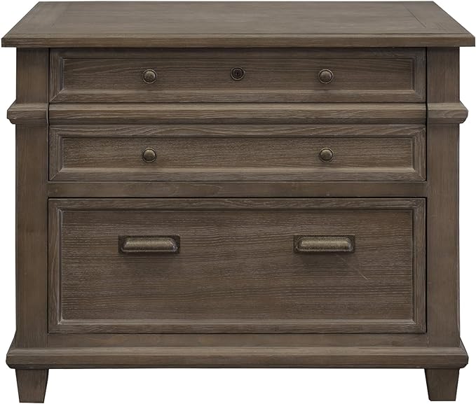 Martin Furniture Lateral File, Weathered Dove & Writing Desk, Weathered Dove - LeafyLoom