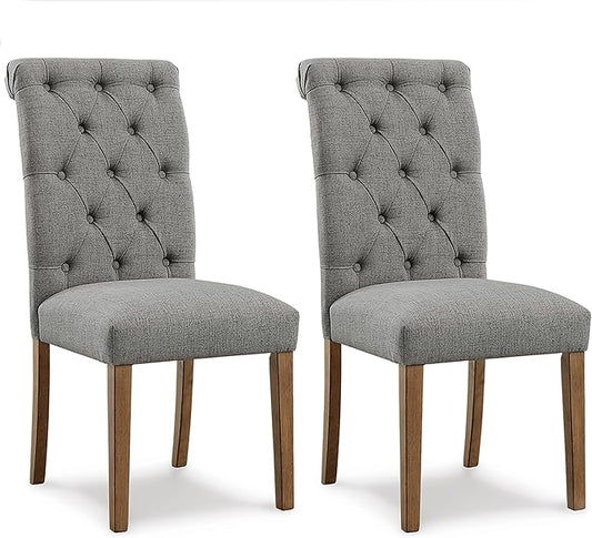 Signature Design by Ashley Harvina French Country 19" Tufted Upholstered Dining Chair, 2 Count, Gray - LeafyLoom