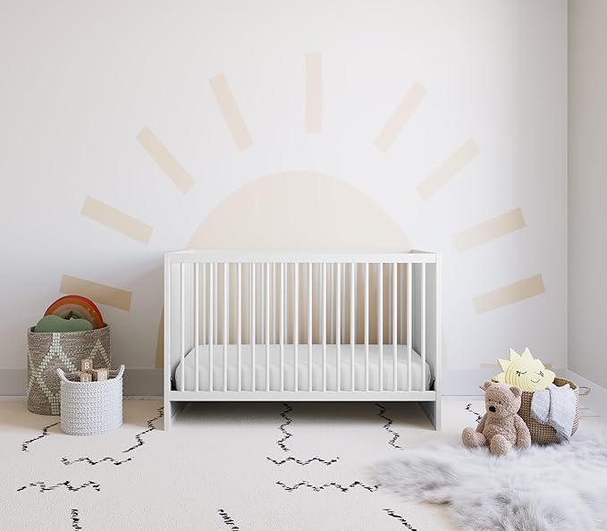 Storkcraft Calabasas 3-in-1 Convertible Crib (White) – GREENGUARD Gold Certified, Fits Standard Crib Mattress, Converts to Toddler Bed, Modern Style, Easy 30-Minute Assembly - LeafyLoom