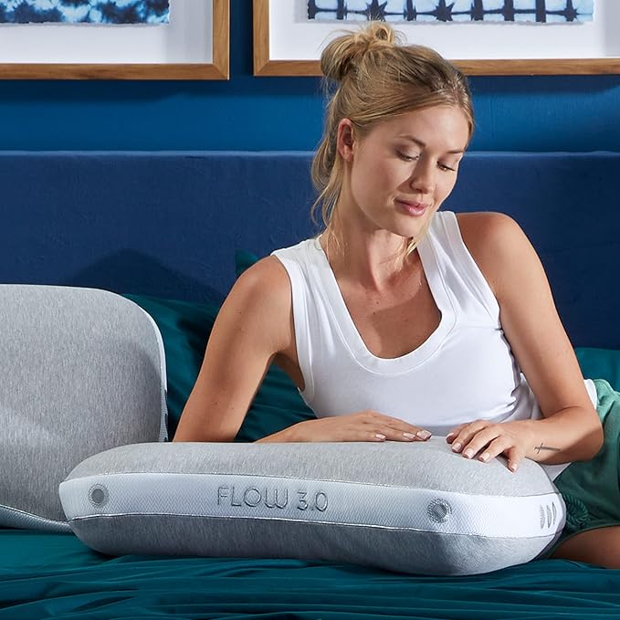 Bedgear Flow Cuddle Curve Pillow - Size 3.0 - Breathable Side Sleeper Pillow - Soft Bed Pillow - Hypoallergenic and Removable Cover - 20" W x 26" L x 6.5" H - LeafyLoom