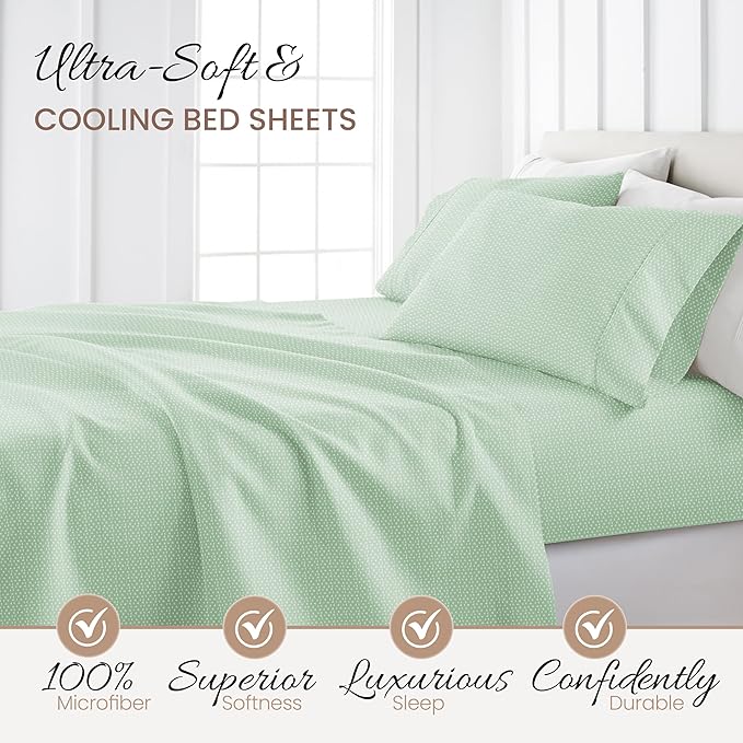 Linen Market 4 Piece California King Bedding Sheet Set (Jade) - Sleep Better Than Ever with These Ultra-Soft Cooling Bed Sheets for Your California King Size Bed - Deep Pocket Fits 16" Mattress - LeafyLoom