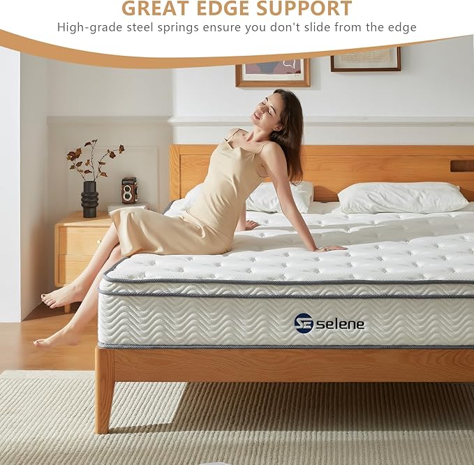 Full Size Mattress, 10 Inch Mattress Full with Pocket Spring and Memory Foam for Pressure Relief, Motion Isolation, Edge Support, Medium Firm Mattress in a Box, CertiPUR-US, White - LeafyLoom