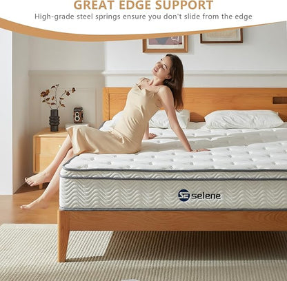 King Size Mattress, 12 Inch King Mattress with Pocket Spring and Memory Foam for Pressure Relief, Motion Isolation, Edge Support, Medium Firm Mattress in a Box, CertiPUR-US, White - LeafyLoom