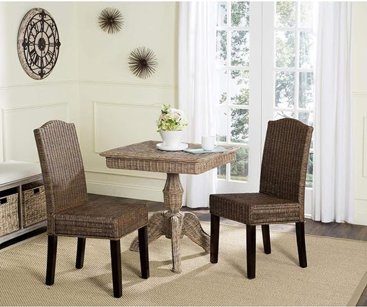 Safavieh Home Collection Odette Grey Wicker Dining Chair - LeafyLoom