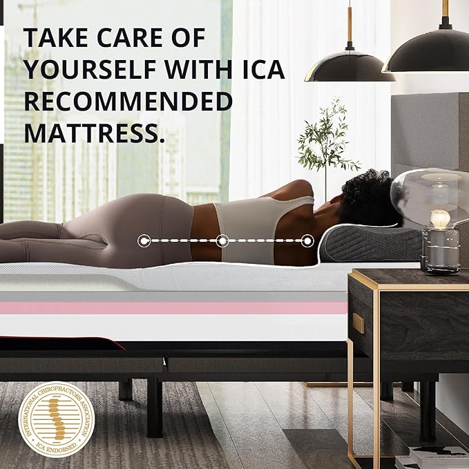 EGOHOME 12 Inch Cal King Mattress, Charcoal Gel Cooling Memory Foam Mattress for Back Pain Relief, Manchester United Mattress Bed in a Box, Made in USA, CertiPUR-US Certified, 72x84x12 White - LeafyLoom