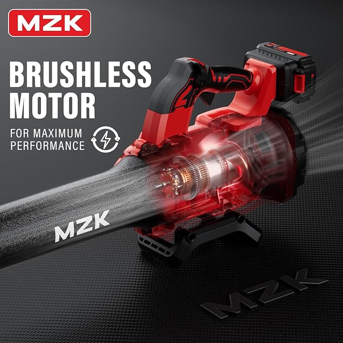 MZK 20V Brushless Leaf Blower, 600CFM Blower Cordless with 4.0Ah Battery and Fast Charger, Lightweight Blower for Lawn Care, Yard, Driveway - LeafyLoom