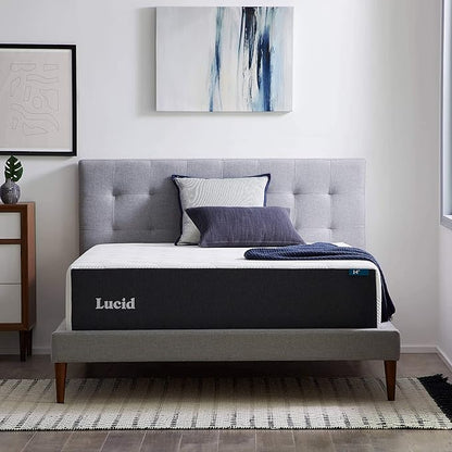 LUCID 14 Inch Memory Foam Mattress - Plush Feel - Memory Foam Infused with Bamboo Charcoal and Gel - Temperature Regulating - Pressure Relief - Breathable - Premium Support - California King Size - LeafyLoom