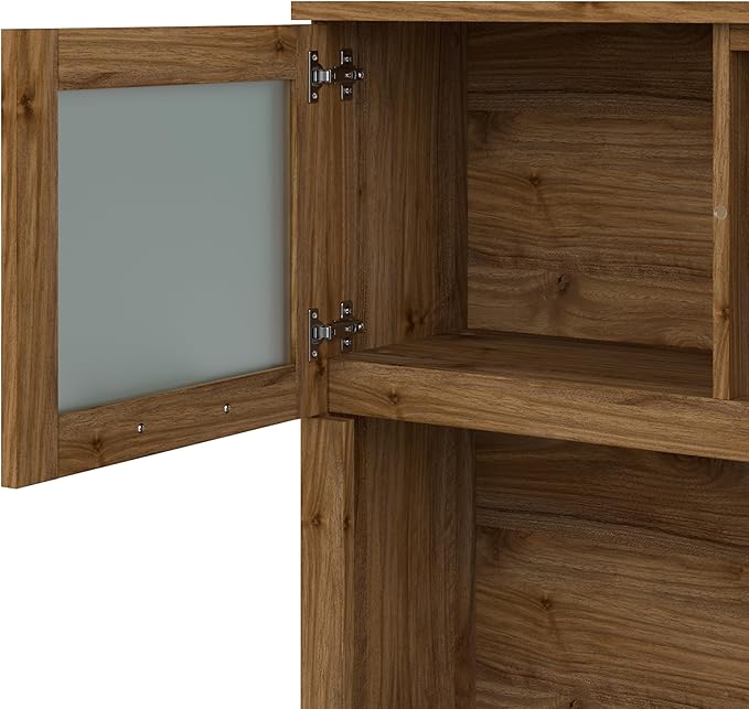 Bush Furniture Somerset Desk Hutch, Attachment with Shelves and Cabinets for Home Office, 72W, Fresh Walnut - LeafyLoom